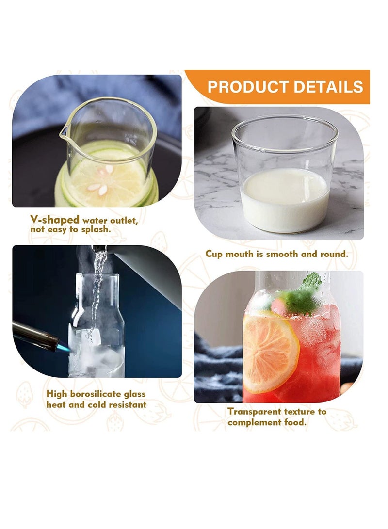 Glass Water Carafe Set, 500ml Bedside Set with Tumbler for Bedroom Nightstand, Mouthwash Bottle, Clear Juice Pitcher, Night Cup
