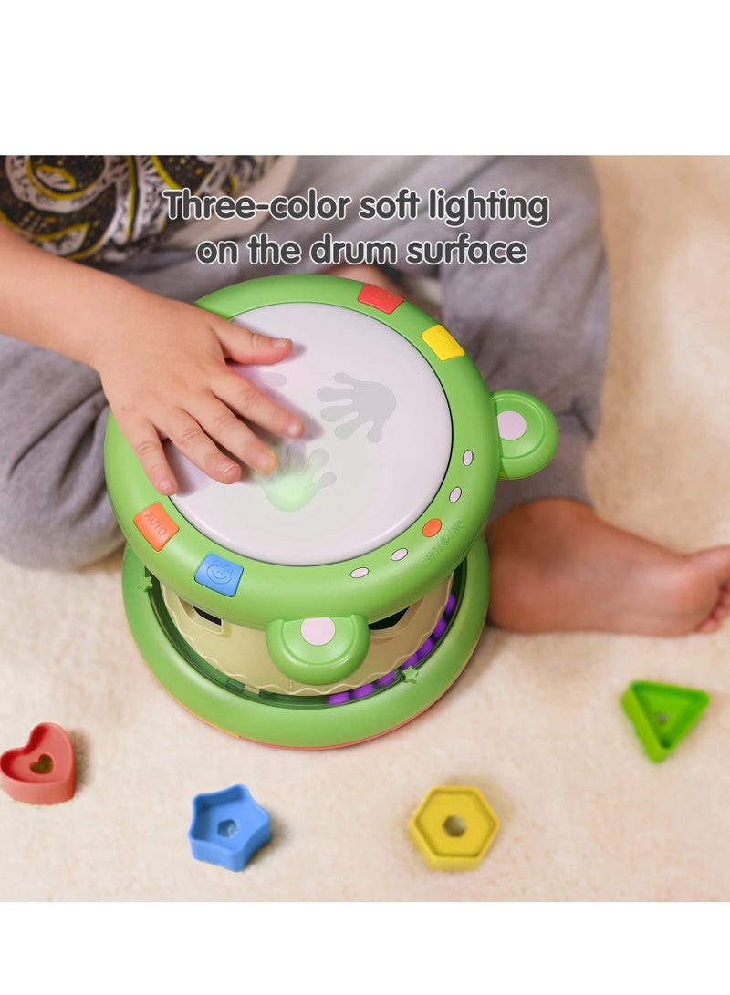 Baby Musical Electronic Drum Toy, 3-in-1 Activity Cube Toys, Instrument and Sensory Toy Gift for Toddlers, Boys, Girls, 6-12 Months Up
