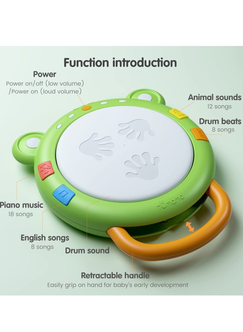 Baby Musical Electronic Drum Toy, 3-in-1 Activity Cube Toys, Instrument and Sensory Toy Gift for Toddlers, Boys, Girls, 6-12 Months Up