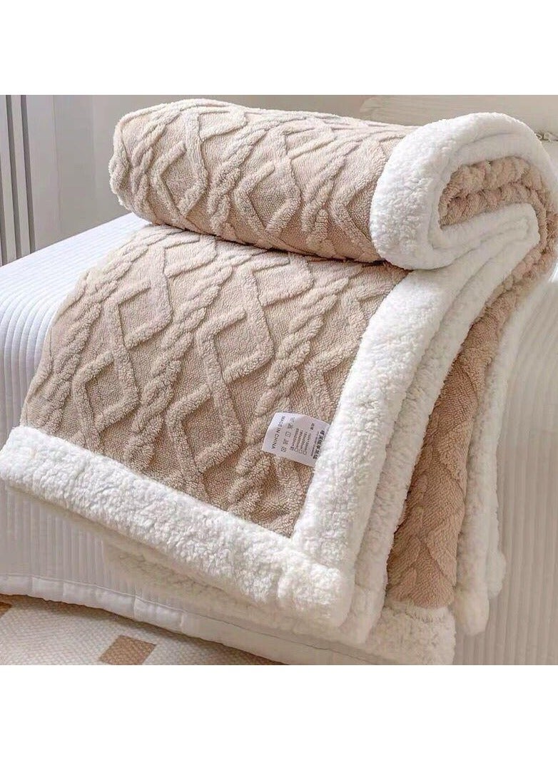 Reversible Sherpa & Fleece Throw Blanket Fleece Bed Throws Warm Solid Crochet Blankets for Bed Couch Sofa