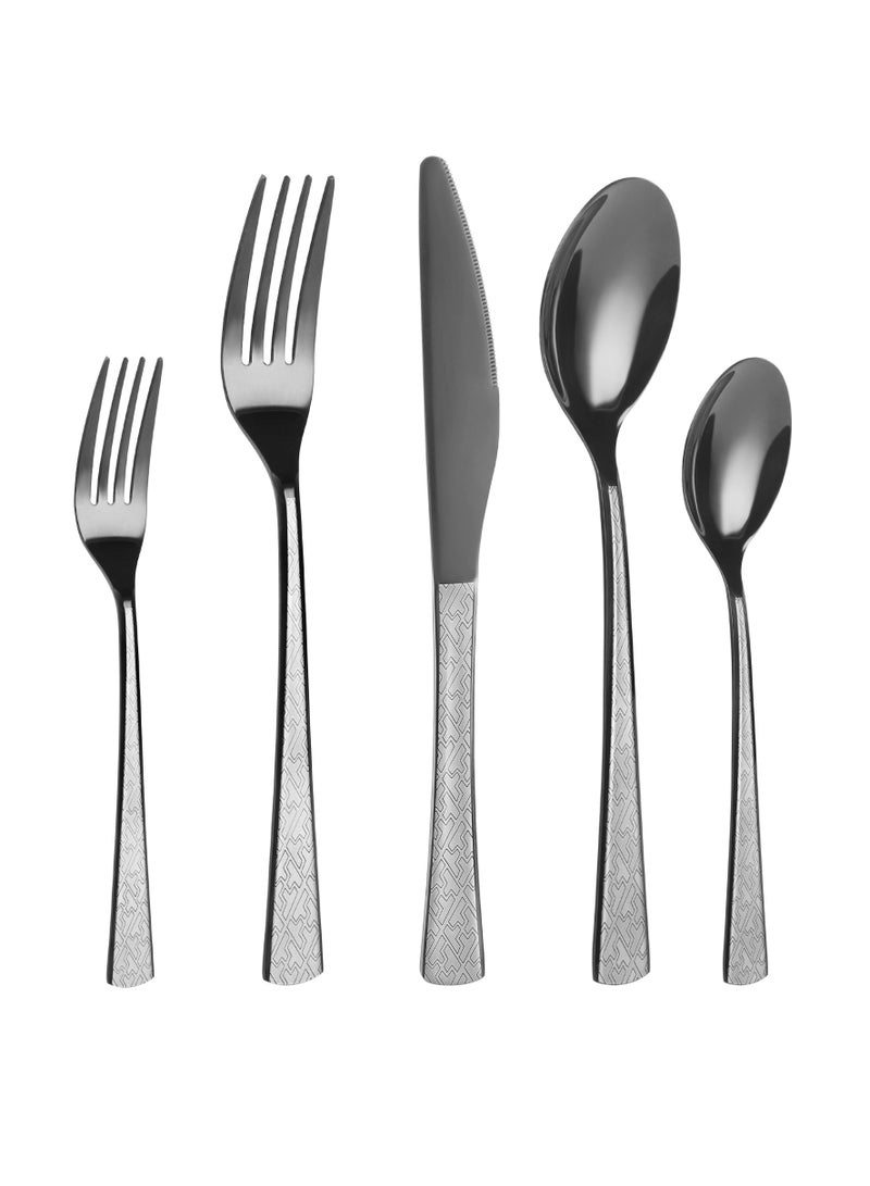 24-Piece Stainless Steel Cutlery Set with Laser Engraving For Kitchen
