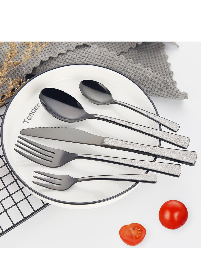 24-Piece Stainless Steel Cutlery Set with Laser Engraving For Kitchen