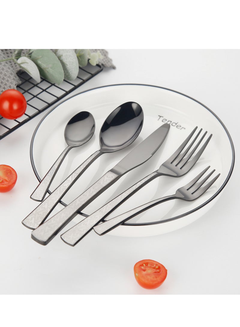 24-Piece Stainless Steel Cutlery Set with Laser Engraving For Kitchen