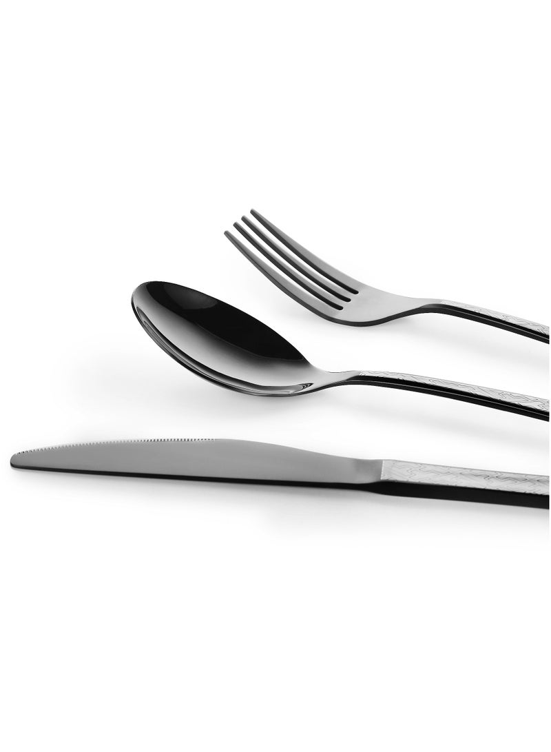 24-Piece Stainless Steel Cutlery Set with Laser Engraving For Kitchen