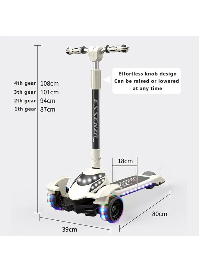 Scooter for Kids,Kids Balance Bike with 3 Wheels with Foldable & Height Adjustable Handle for Boy Girl Age 3-18 Year,Lean to Steer,Non-Slip Deck,Scooter for Toddler with LED Light Wheel and Music