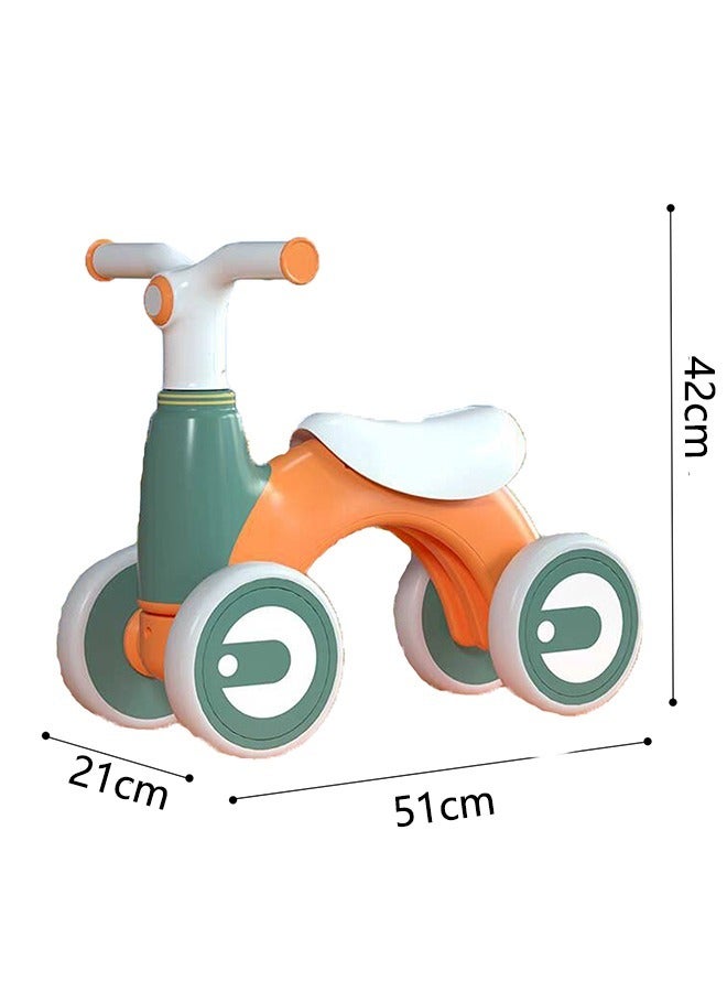 Baby Balance Bike with 4 Wheels,Toddler Bicycle Toy with Music and Light for Ages 12-36 Months Gifts,Adjustable Height Toddler Balance Car Toy, Indoor Outdoor No Pedals Balance Training Bicycle