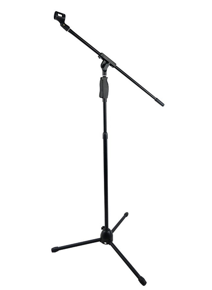 Upgraded Microphone Stand Push-Type Quick Height Adjustment Single Microphone Clip Folding Portable Tripod Microphone Stand Suitable for Live Broadcast Singing Speech Stage Outdoor Performance