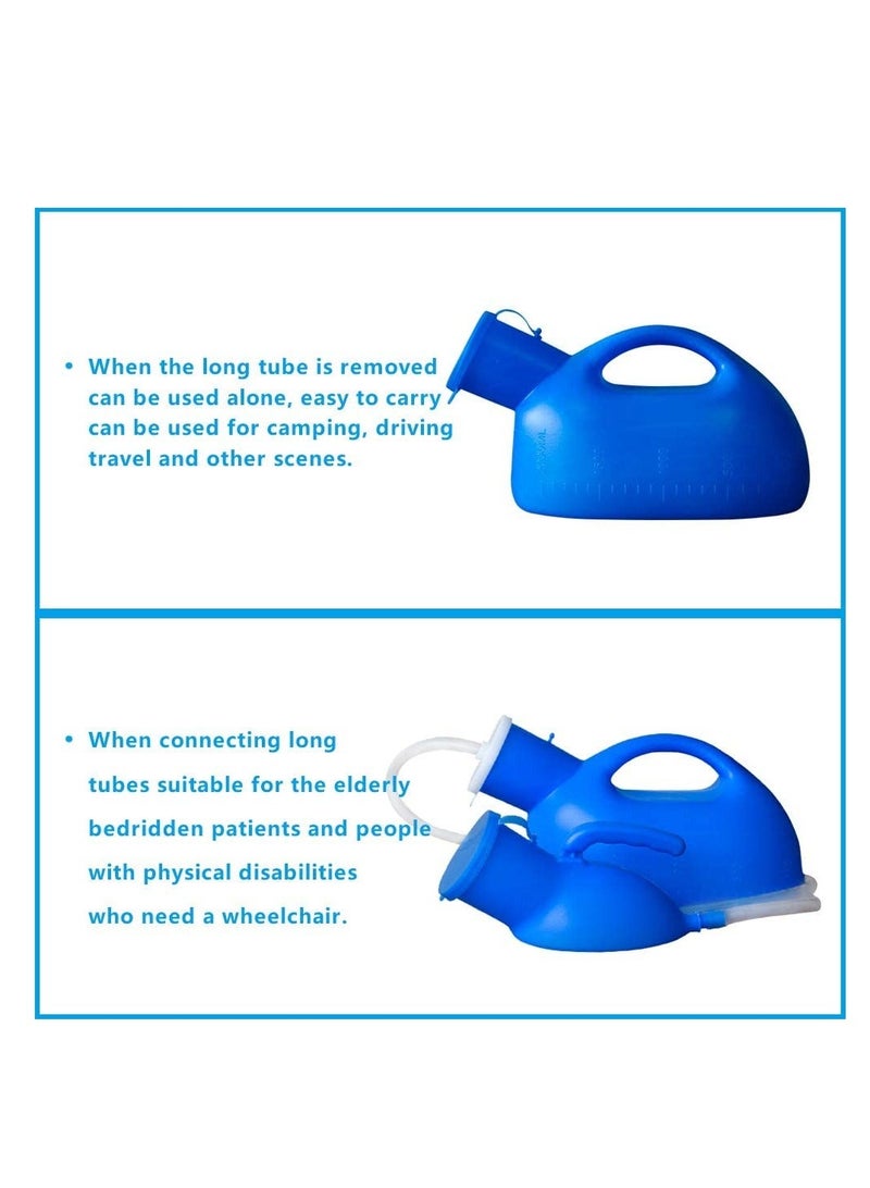 Men's Urinal with Hand-held 2000ml Large Capacity Portable Urine Cup Leak-Proof Male urinals for Old Men, Plastic Pee Holder Hospital, Incontinence,Elderly, Travel, Driving,Camping (Blue)