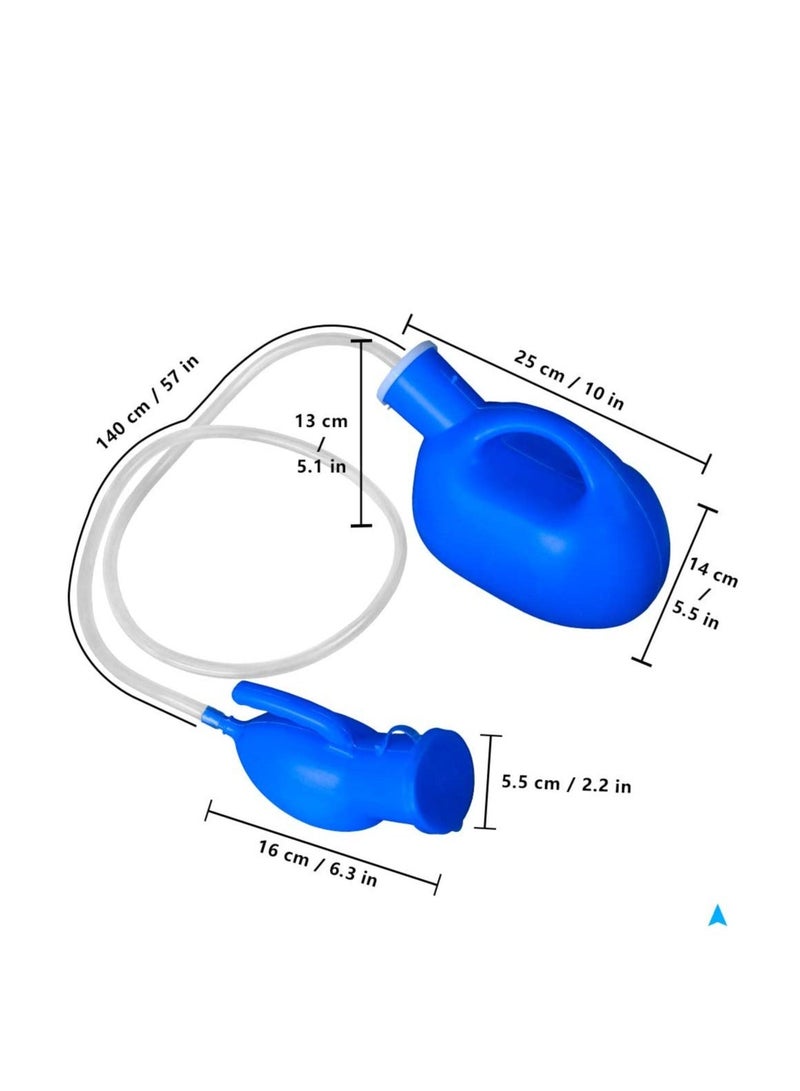 Men's Urinal with Hand-held 2000ml Large Capacity Portable Urine Cup Leak-Proof Male urinals for Old Men, Plastic Pee Holder Hospital, Incontinence,Elderly, Travel, Driving,Camping (Blue)