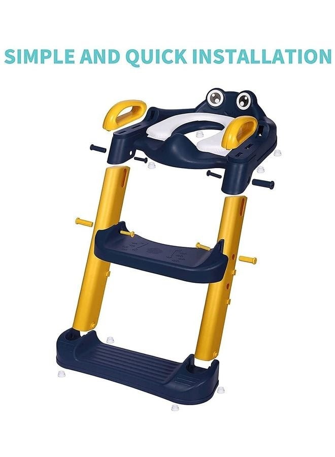 Foldable Toilet Training Seat With Adjustable Step Stool Ladder