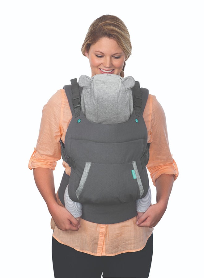 Cuddle Up Ergonomic Hoodie Baby Carrier One Size Carries Children From 5.4 - 18.1 kg - Black Grey