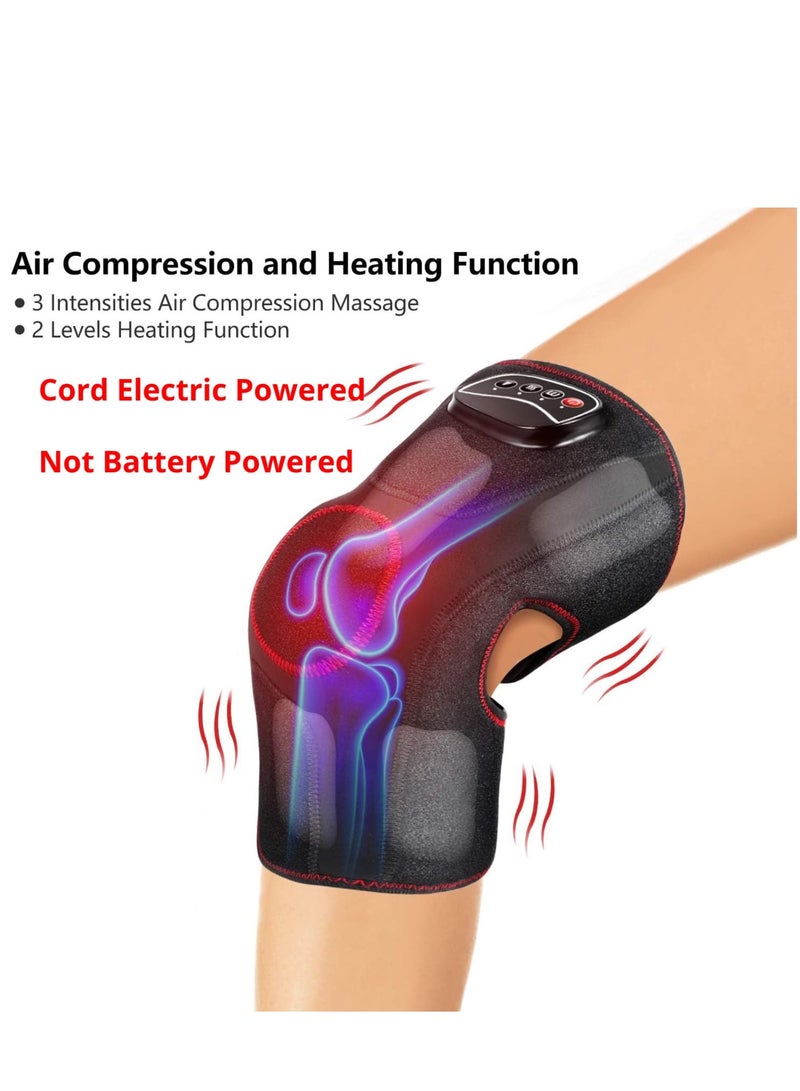 Knee Massager with Heat, Air Compression Knee Brace Wrap for Arthritis Pain Relief, Heated Knee Massager for Circulation and Pain Relief,3 Modes & 3 Intensities