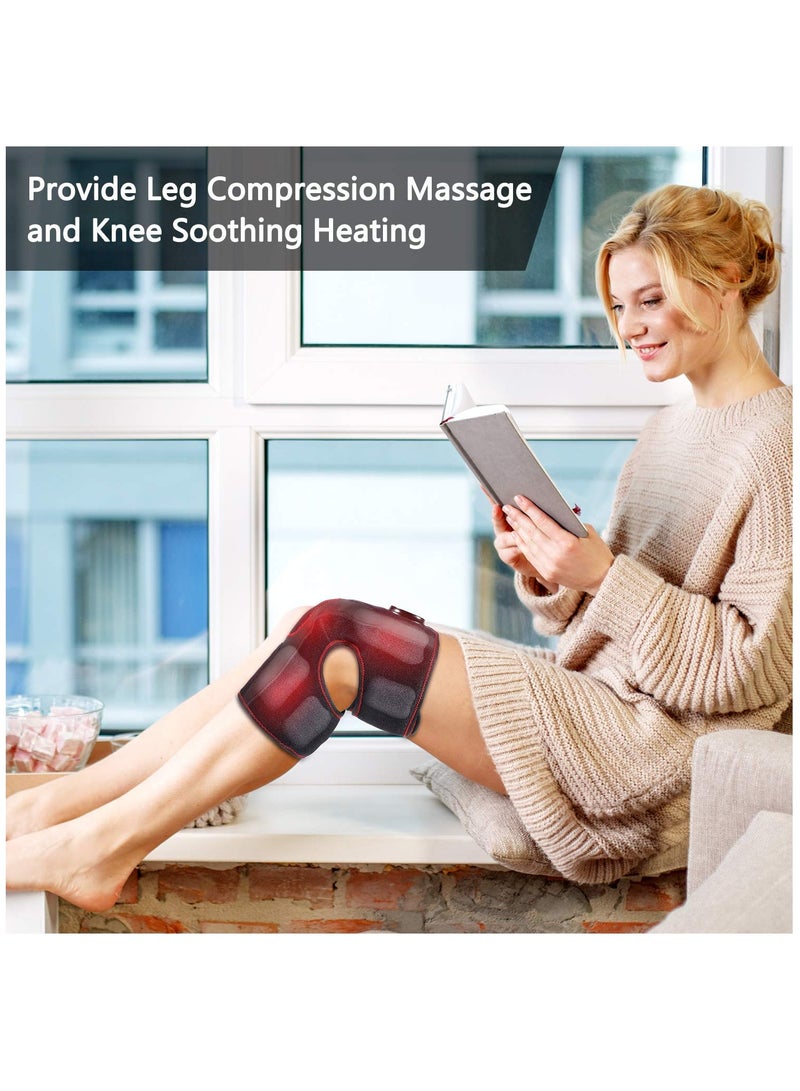 Knee Massager with Heat, Air Compression Knee Brace Wrap for Arthritis Pain Relief, Heated Knee Massager for Circulation and Pain Relief,3 Modes & 3 Intensities