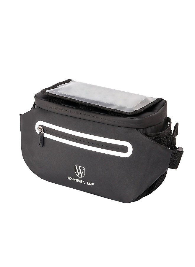 Bike Handlebar Bag Large Bicycle Front Storage Pouch with Foldable Touchscreen Phone Holder