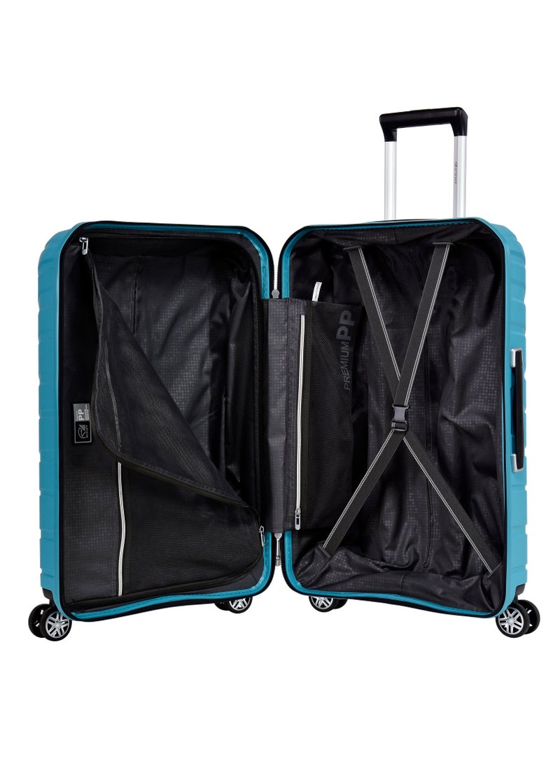 Knight Hard Case Travel Bag Trolley Luggage Set 0f 3 Polypropylene Lightweight Suitcase 4 Quiet Double Spinner Wheels With Tsa Lock B0011 Light Blue