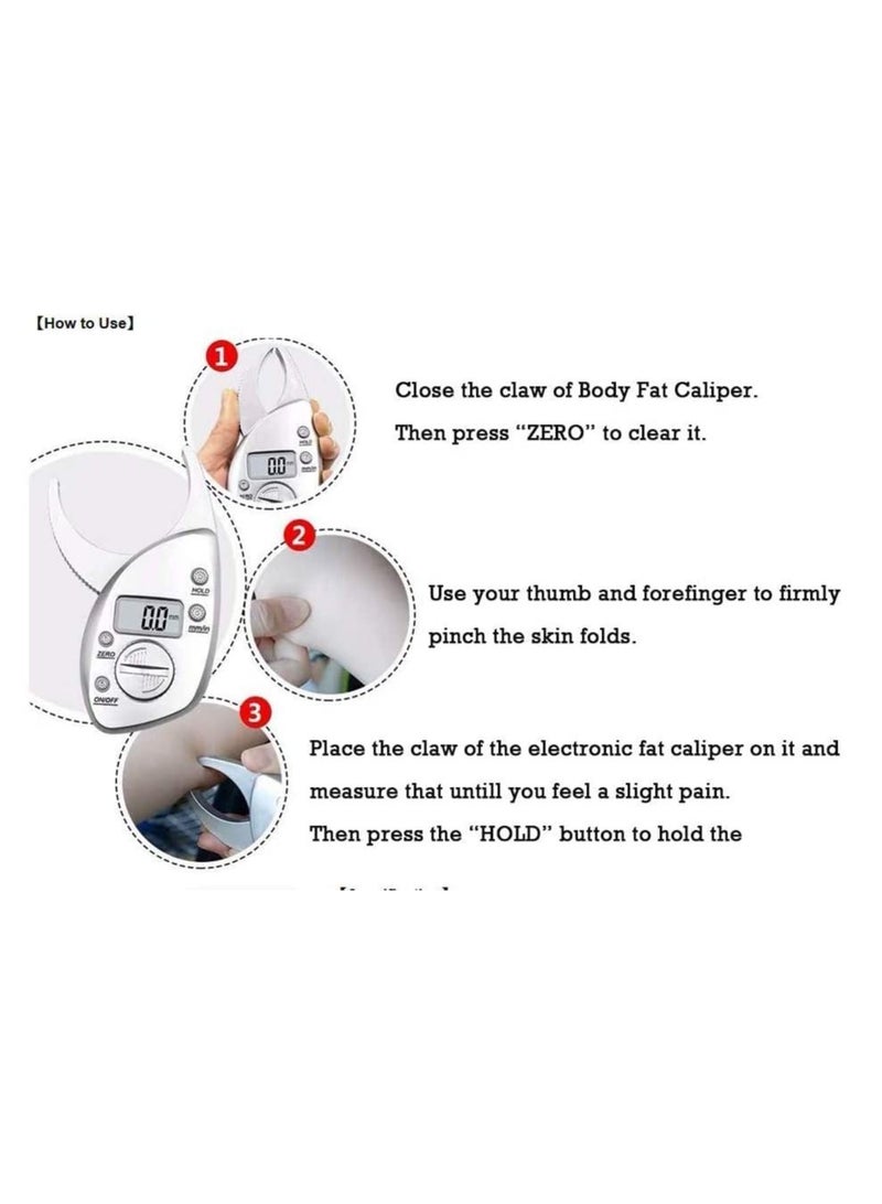 Electronic Digital Display Fat Caliper, Body Fat Clip, Skin Fold Thickness Measuring Instrument, Sebum Clip, Body Fat Rate, Fat Clamp, Athletic Women/Men Body Tools Monitoring Home Use