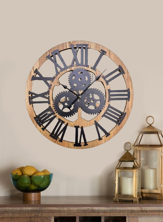 Home Decor European Retro Clock with Large Roman Numerals Indoor Silent Battery Operated Metal Clock Simple Creative Hanging Bedroom Living Room Decoration Wall Clocks for Office Home 60 cm