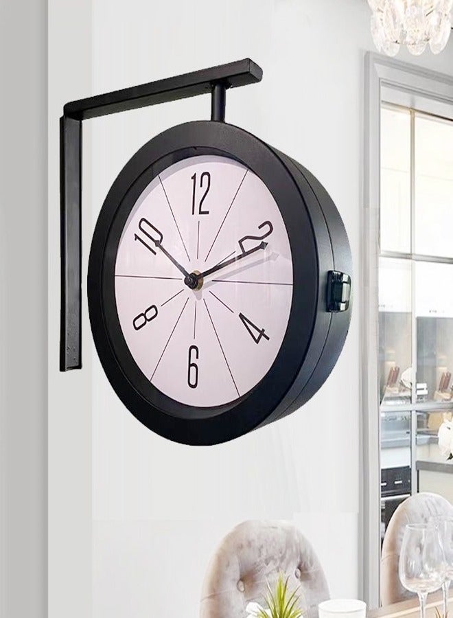 Home Decor Scandinavian Style Double-Sided Metal Wall Clock Large Size Simple Creative Hanging Bedroom Living Room Decoration Wall Clocks for Office Home 28x9x26 cm