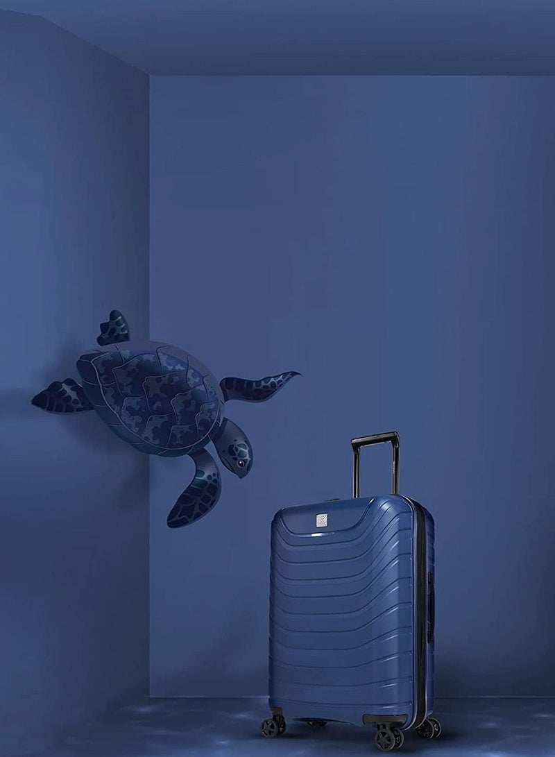 Knight Hard Case Travel Bag Trolley Luggage Set 0f 3 Polypropylene Lightweight Suitcase 4 Quiet Double Spinner Wheels With Tsa Lock B0011 Dark Blue