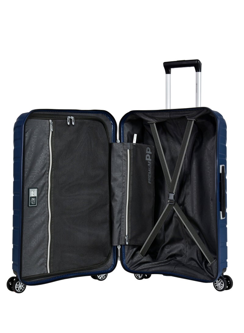 Knight Hard Case Travel Bag Trolley Luggage Set 0f 3 Polypropylene Lightweight Suitcase 4 Quiet Double Spinner Wheels With Tsa Lock B0011 Dark Blue