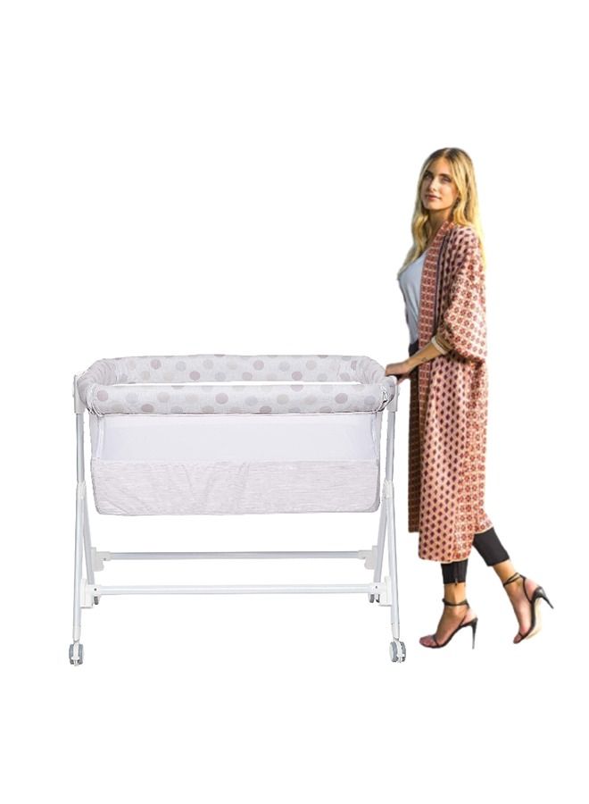 Sempreconte Baby Co Bed Cradle, Baby Cot, Rocking Cradle, Convertible, Foldable,  Essential Sleeping Portable, Crib, Bedside - Grey Polka Dot