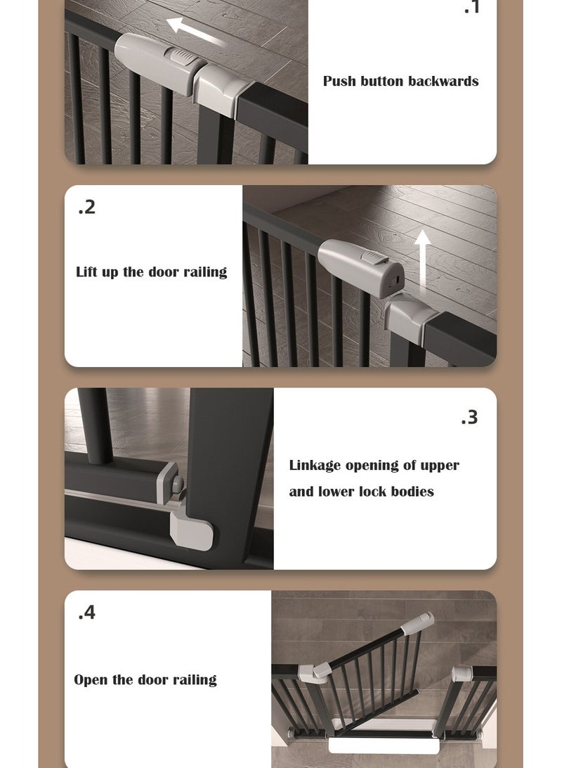 Auto Close Baby Safety Gate  Extra Tall Wide Baby Child Gate Easy Walk Thru Pet Dog Gate for House Doorway Staircases Indoor Auto Close Safety Baby Gate（Black）