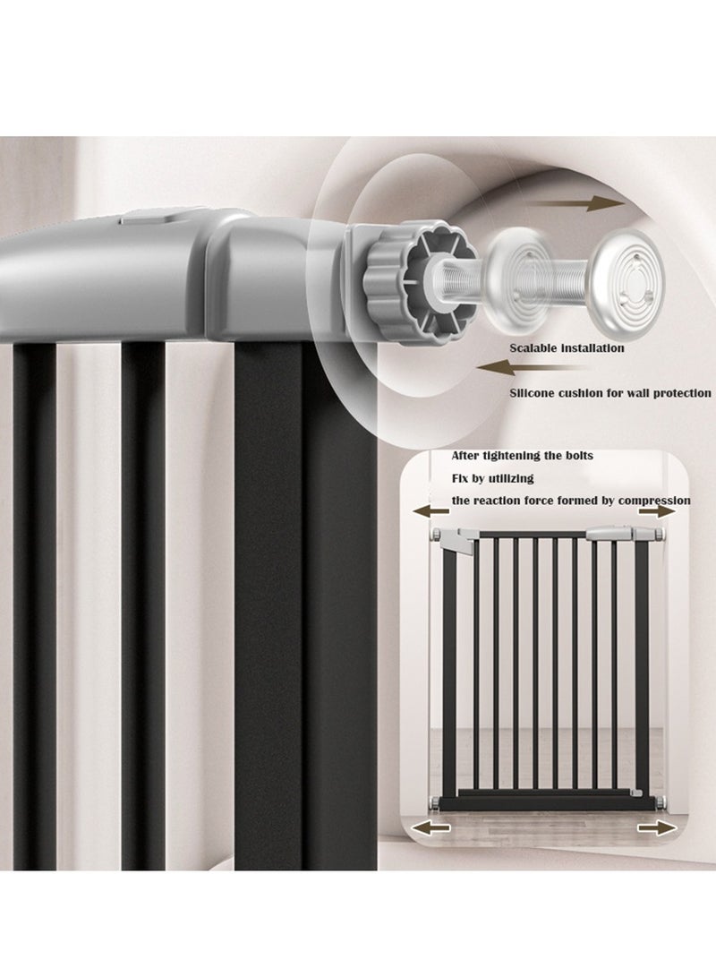 Auto Close Baby Safety Gate  Extra Tall Wide Baby Child Gate Easy Walk Thru Pet Dog Gate for House Doorway Staircases Indoor Auto Close Safety Baby Gate（Black）