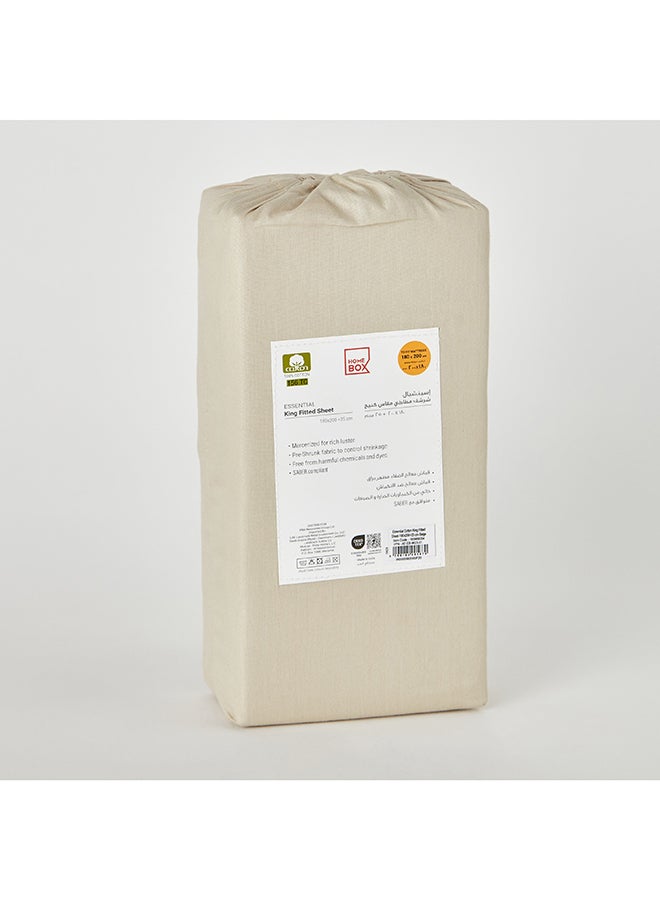 Essential Cotton King Fitted Sheet 200 x 25 x 180 cm Beige