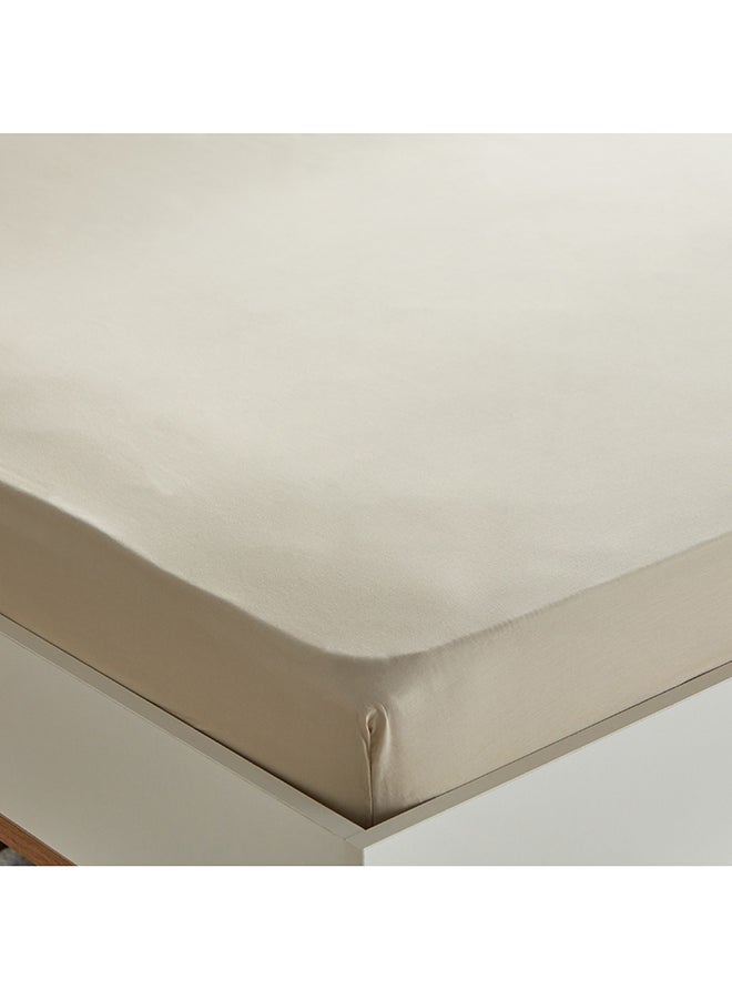 Essential Cotton King Fitted Sheet 200 x 25 x 180 cm Beige