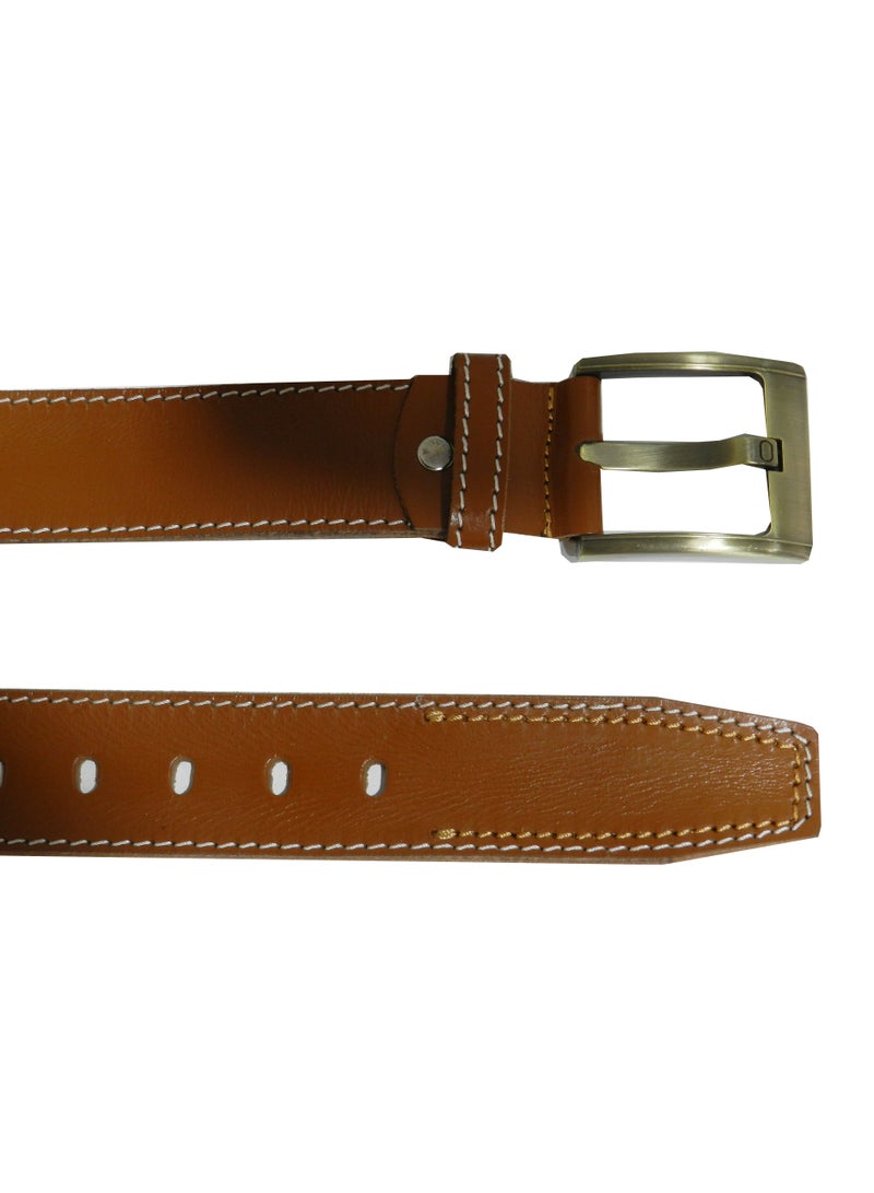 GENUINE LEATHER 45 MM CASUAL JEANCE BELT FOR MENS IN TAN