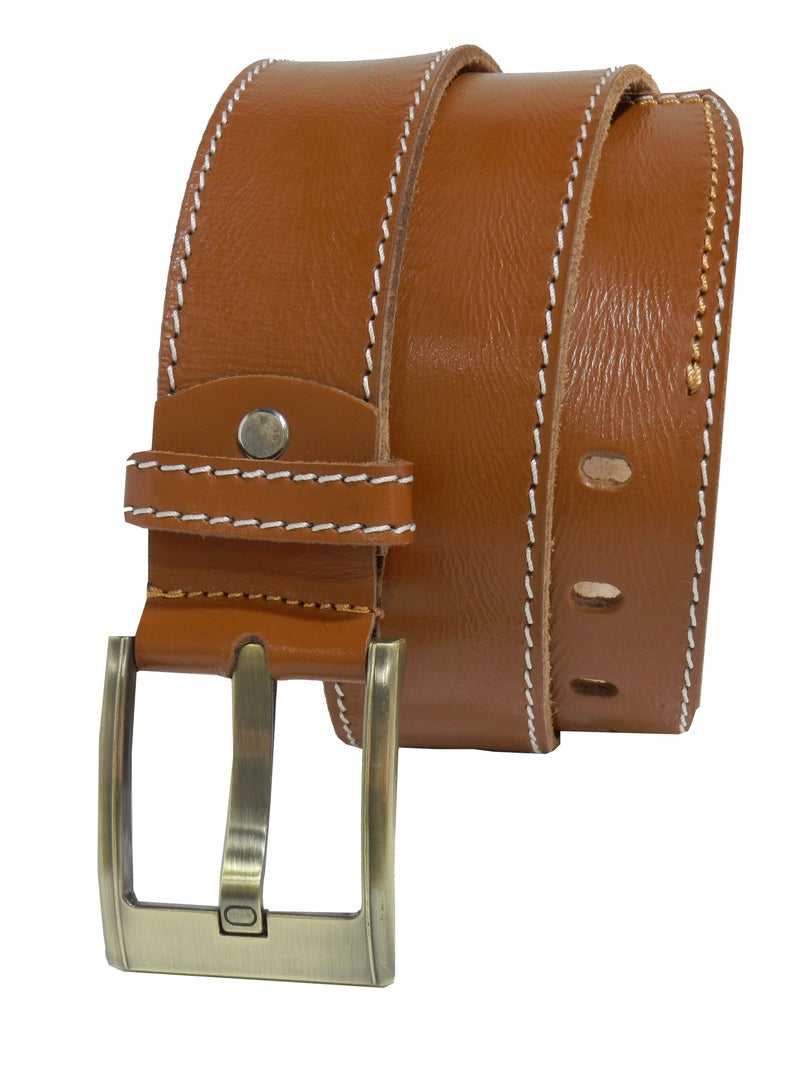 GENUINE LEATHER 45 MM CASUAL JEANCE BELT FOR MENS IN TAN