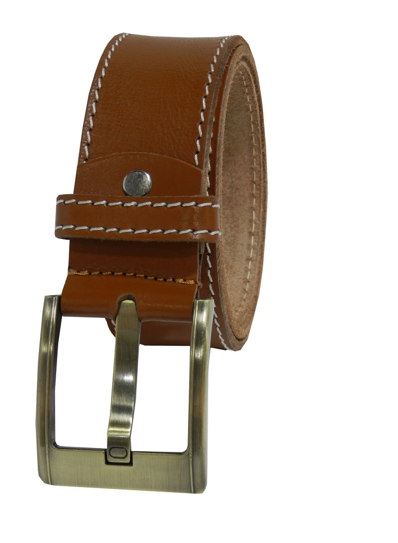 GENUINE LEATHER 45 MM CASUAL JEANCE BELT FOR MENS IN TAN