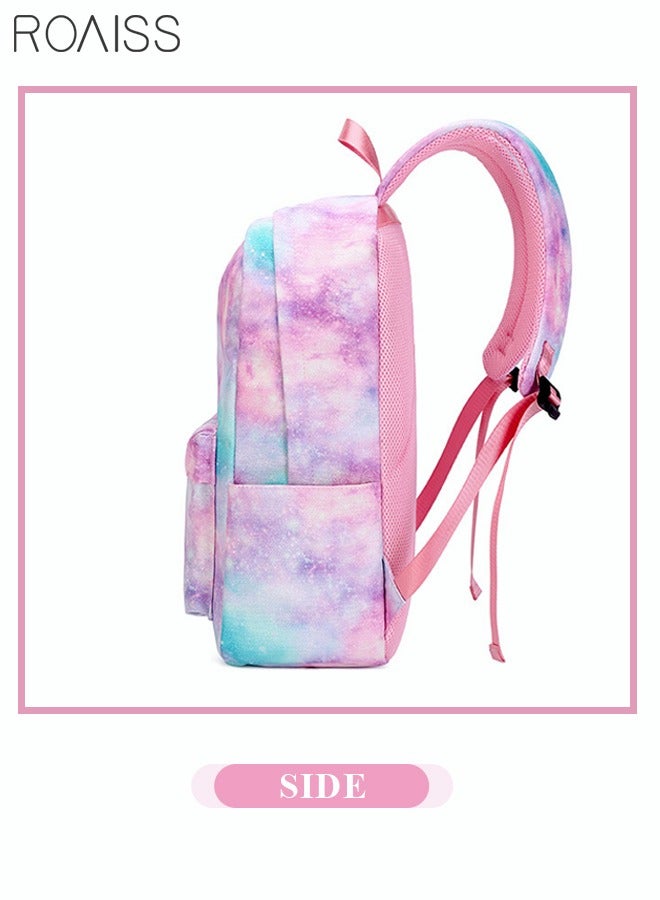 Stylish Girls School Backpack with Galaxy Print Fits 15 Inch Laptop Insulated Lunch Bag for Teens Boys and Kids Multicolor