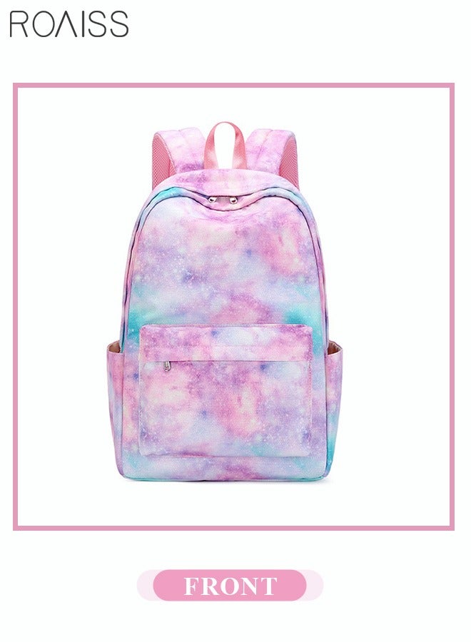 Stylish Girls School Backpack with Galaxy Print Fits 15 Inch Laptop Insulated Lunch Bag for Teens Boys and Kids Multicolor