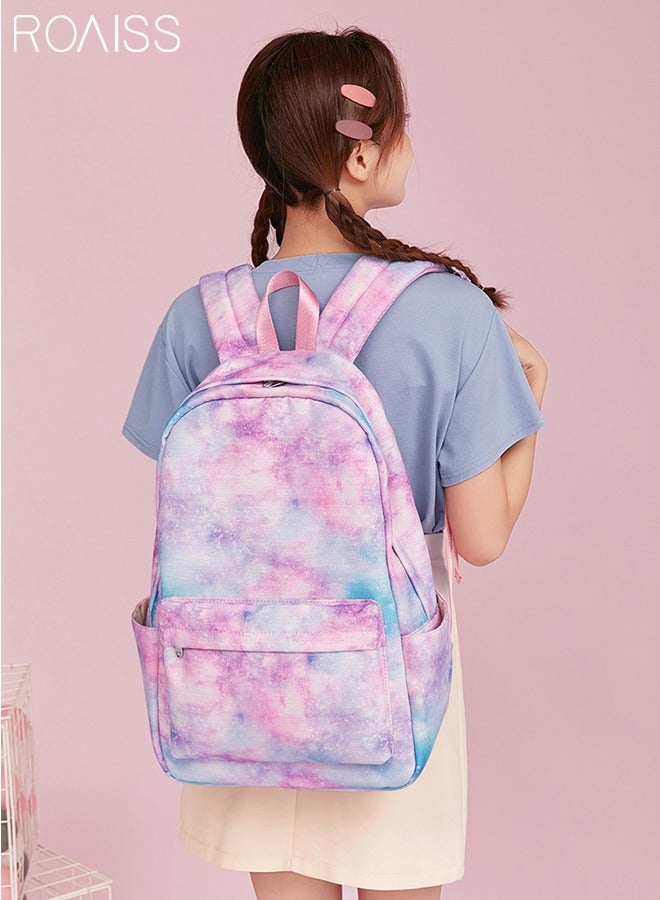 Stylish Girls School Backpack with Galaxy Print Fits 15 Inch Laptop Insulated Lunch Bag for Teens Boys and Kids Multicolor