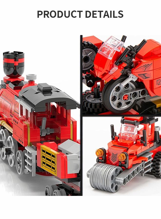 3 In 1 Toy Building Set, Boy Train Building Set, Creative Stem Toys For Kids, Train Tractor Motorcycle Blocks, Creative Kids Gifts