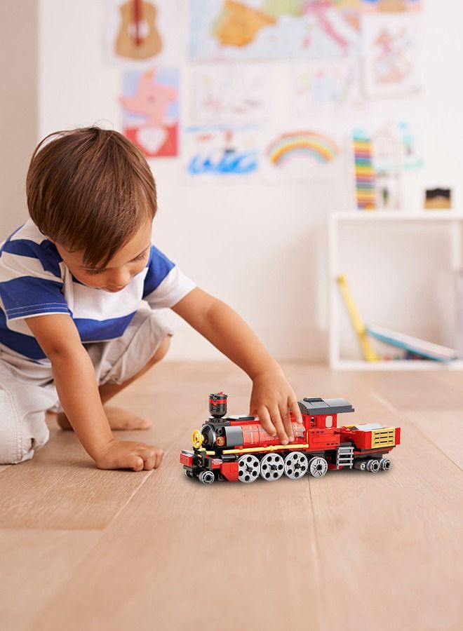 3 In 1 Toy Building Set, Boy Train Building Set, Creative Stem Toys For Kids, Train Tractor Motorcycle Blocks, Creative Kids Gifts