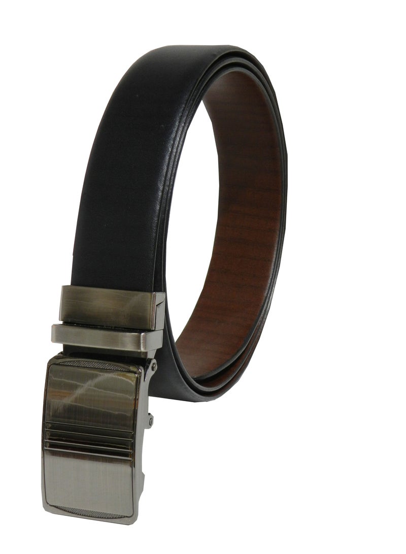 GENUINE LEATHER 35 MM FORMAL  BLACK AND BROWN BELT FOR MENS WITH AUTO LOCK BUCKLE