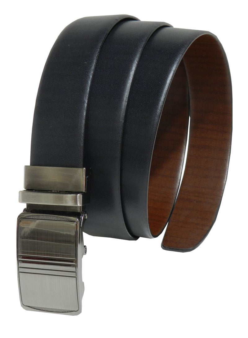 GENUINE LEATHER 35 MM FORMAL  BLACK AND BROWN BELT FOR MENS WITH AUTO LOCK BUCKLE