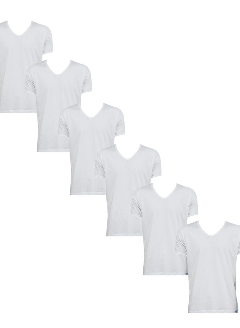 6 - Pieces RAYAN V Neck Undershirt Cotton White