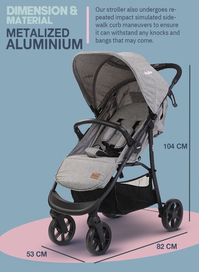 Infant Baby Pram Stroller for Newborn Babies with Aluminium Frame 3 Position Adjustable Seat Canopy Bassinet Large Wheels Baby Stroller for Baby Toddlers 0 to 3 Years Boy Girl Grey