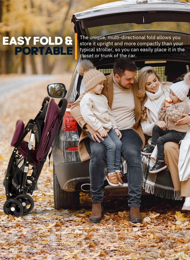 Portable Infant Baby Stroller For Babies With 3-Position Adjustable Seat Canopy 5-Point Safety Belt Storage Travel System Baby Stroller For Baby Toddlers Kids 0 To 3 Years Boys Girls Purple