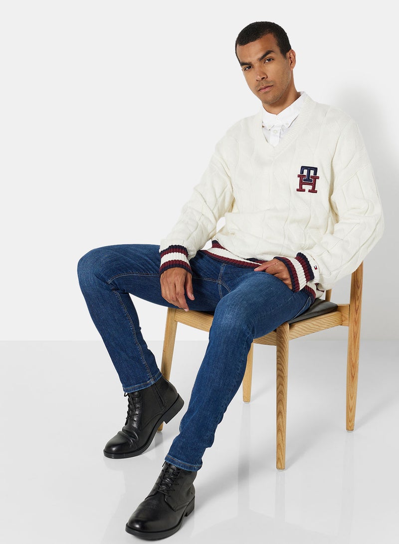 Monogram Cable Knit Cricket Jumper