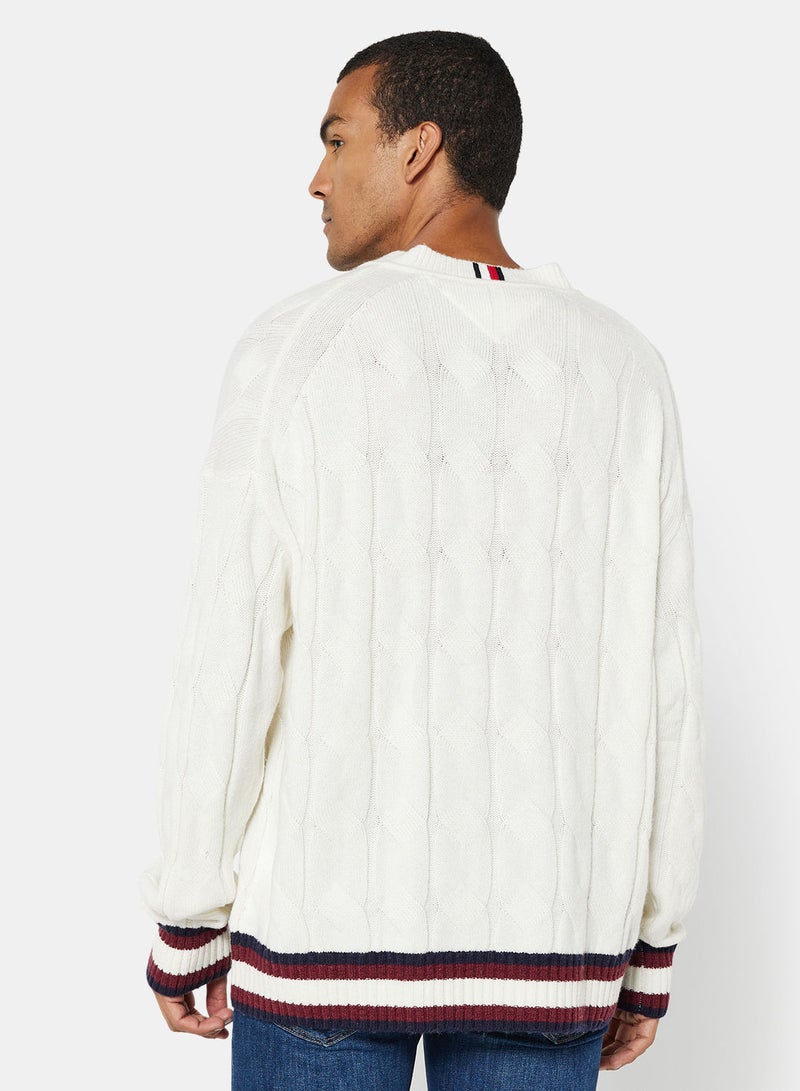 Monogram Cable Knit Cricket Jumper