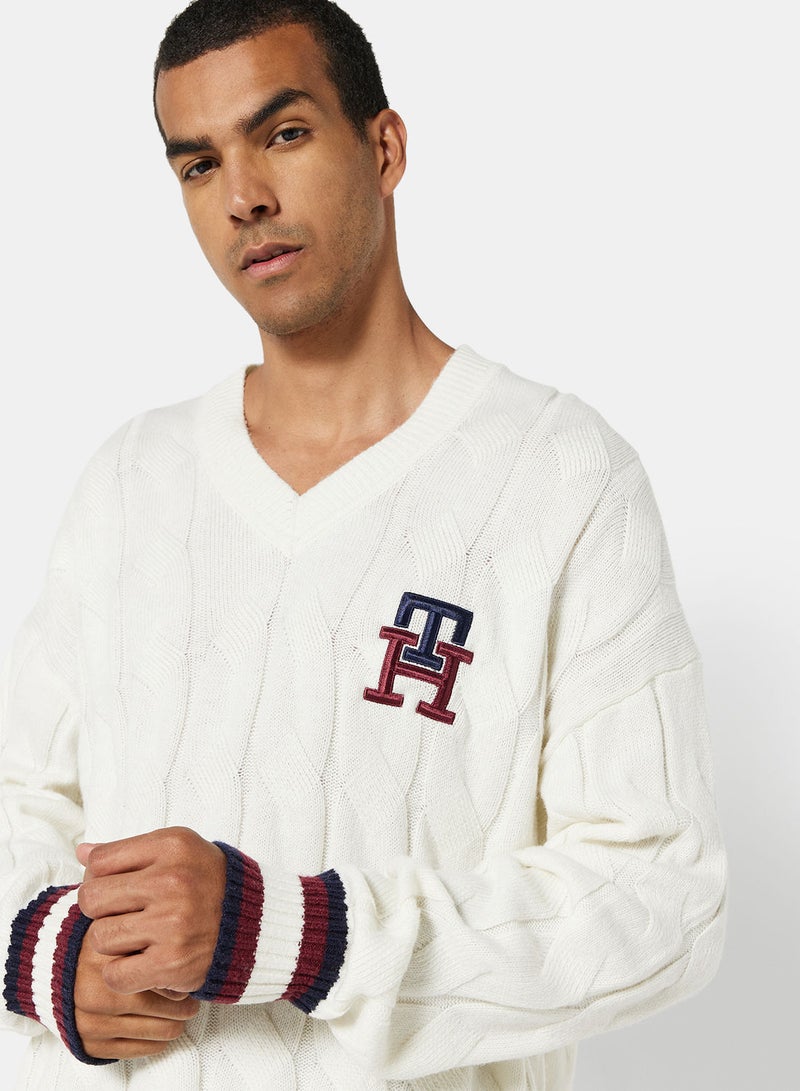 Monogram Cable Knit Cricket Jumper