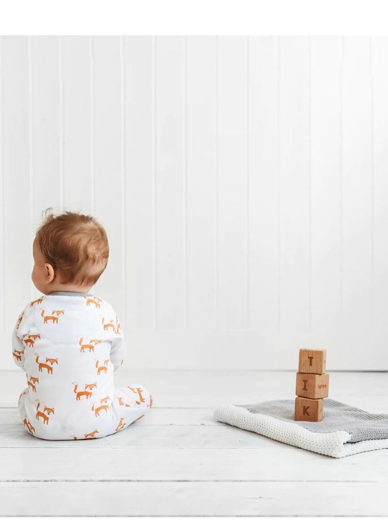 Kit & Kin All‑in‑One Baby Onesie – Super Soft 100 % Organic Cotton │ Easy Zip‑Up & Safety Placket │ Fold‑Over Mitts & Feet │ Unisex Fox Design 3-6 Months
