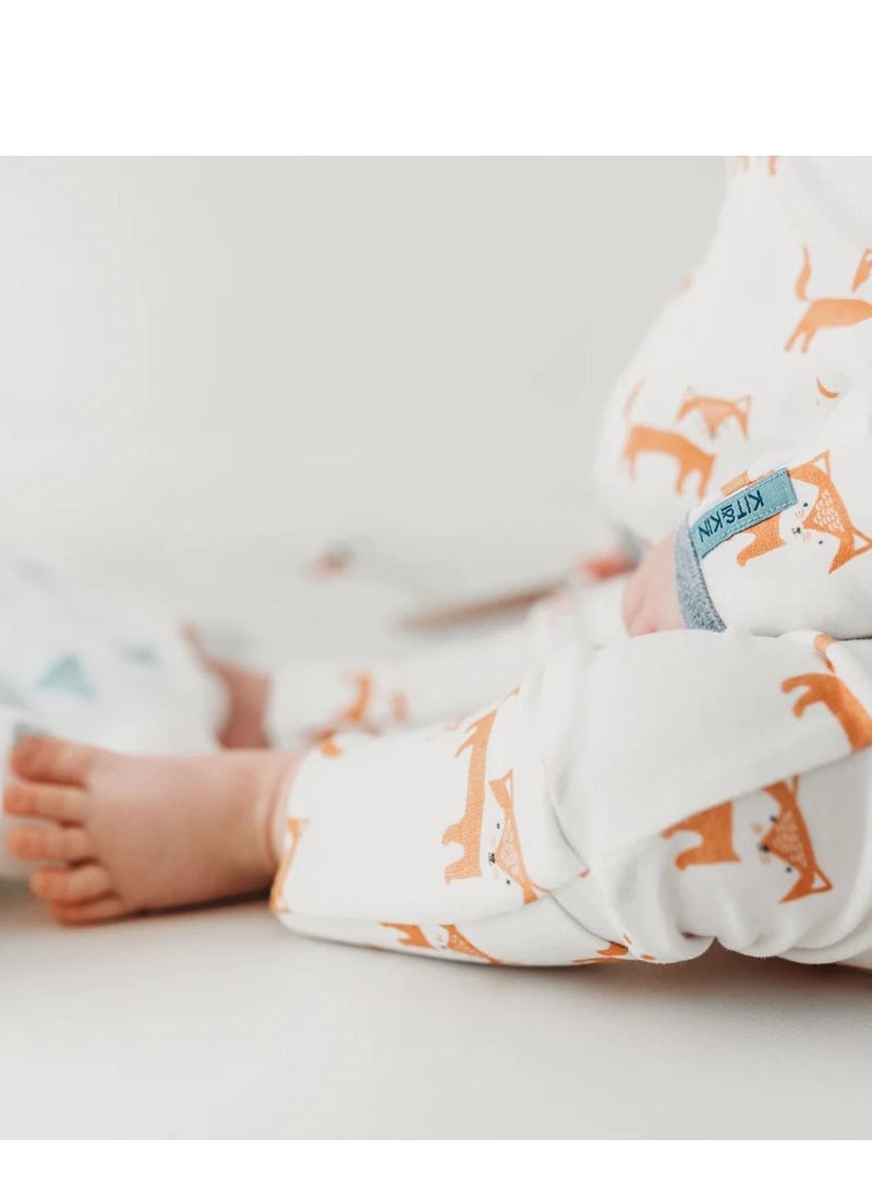 Kit & Kin All‑in‑One Baby Onesie – Super Soft 100 % Organic Cotton │ Easy Zip‑Up & Safety Placket │ Fold‑Over Mitts & Feet │ Unisex Fox Design 3-6 Months