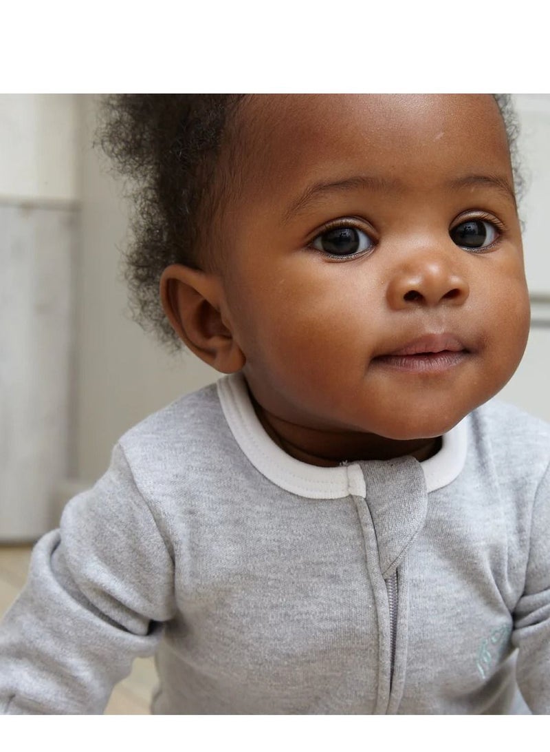 Kit & Kin All‑in‑One Baby Onesie – Super Soft 100 % Organic Cotton │ Easy Zip‑Up & Safety Placket │ Fold‑Over Mitts & Feet 0-3 Months