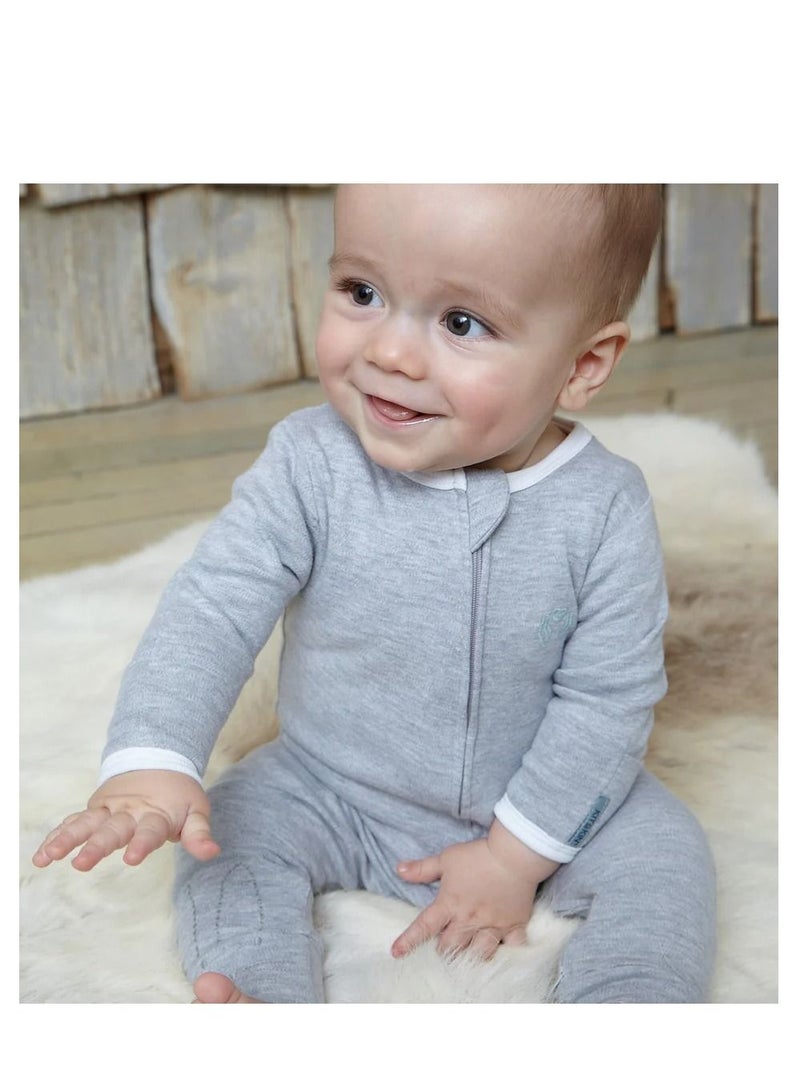 Kit & Kin All‑in‑One Baby Onesie – Super Soft 100 % Organic Cotton │ Easy Zip‑Up & Safety Placket │ Fold‑Over Mitts & Feet 0-3 Months