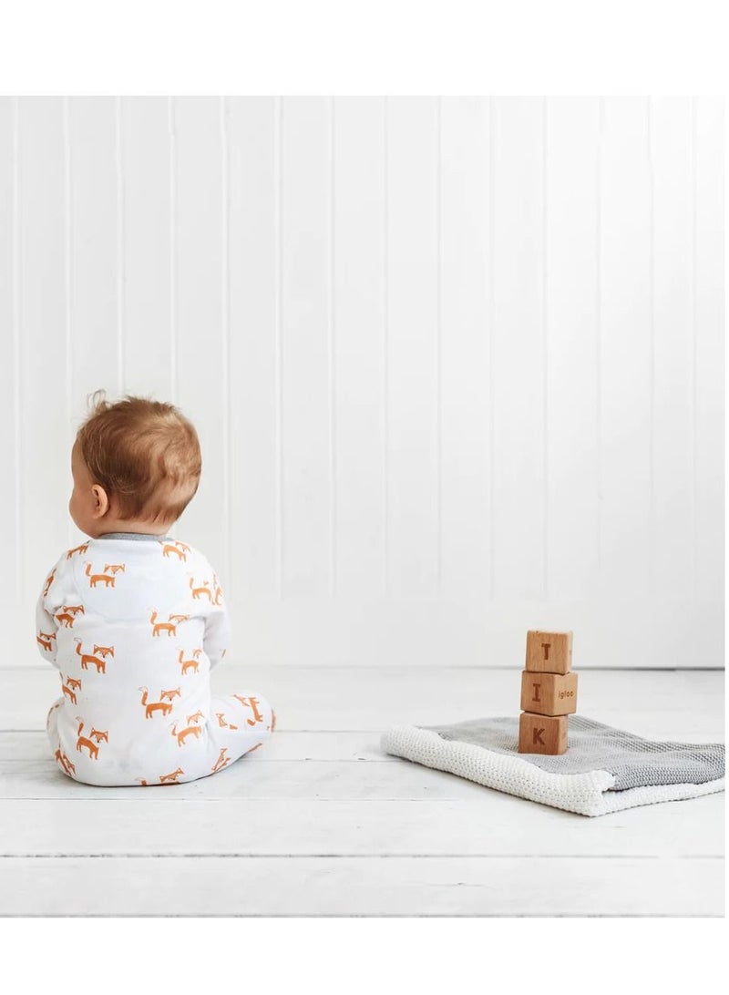 Kit & Kin All‑in‑One Baby Onesie – Super Soft 100 % Organic Cotton │ Easy Zip‑Up & Safety Placket │ Fold‑Over Mitts & Feet │ Unisex Fox Design 6-12 Months